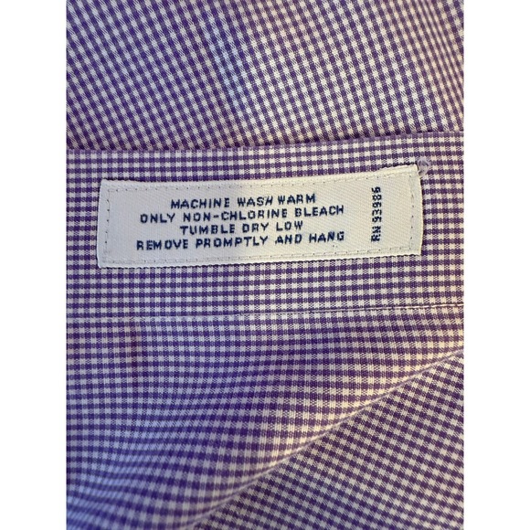Brooks Brothers Mens Slim Fit Non Iron Gingham‎ Dress Shirt Purple Size L - Picture 4 of 7
